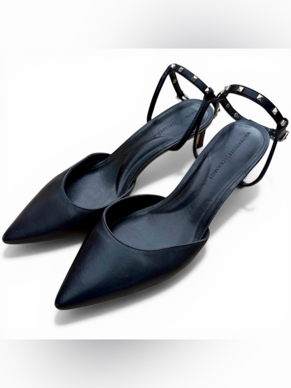 White House Black Market Studded Slingback Heels Black Size 9 Pointed Toe